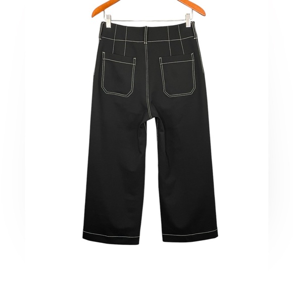 Anthropologie Maeve The Colette Cropped Wide Leg Contrast Stitch Edition Black - Picture 3 of 16